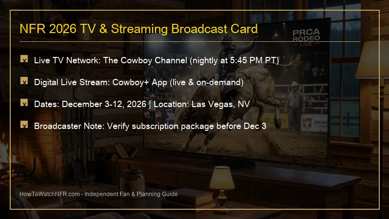 Television broadcast schedule card display for NFR streaming guide